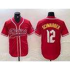 Philadelphia Phillies #12 Kyle Schwarber Red MWATKINS 2024 City Connect Limited Stitched Jersey 2