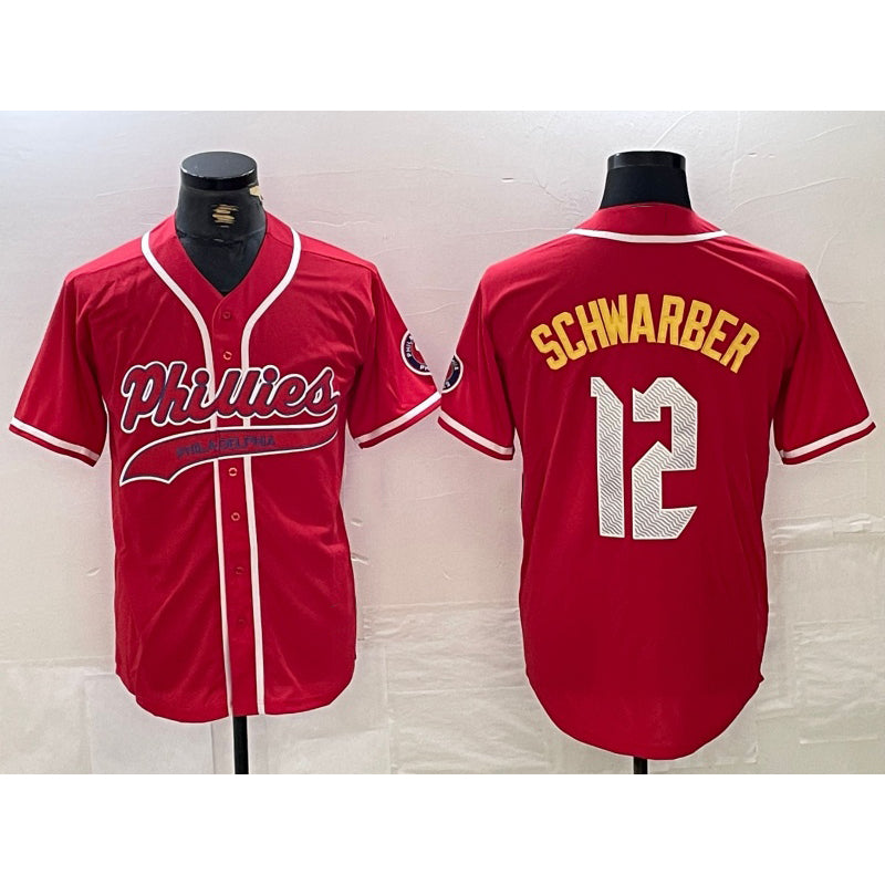 Philadelphia Phillies #12 Kyle Schwarber Red MWATKINS 2024 City Connect Limited Stitched Jersey 2
