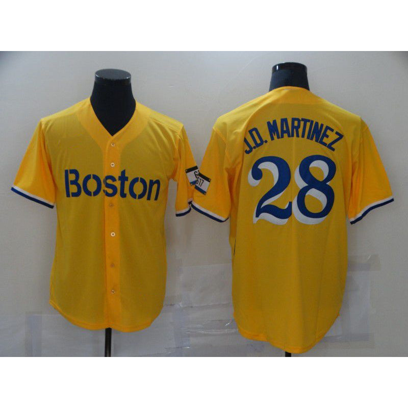 Boston Red Sox #28 J.D.Martinez Yellow MWATKINS City Edition Game 2021 Jerseys