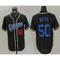 Los Angeles Dodgers #50 Mookie Betts Number Black MWATKINS Cool Base With Patch Stitched Jersey 2