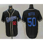 Los Angeles Dodgers #50 Mookie Betts Number Black MWATKINS Cool Base With Patch Stitched Jersey 2