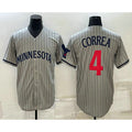 Minnesota Twins #4 Carlos Correa 2023 Grey MWATKINS Home Team Cool Base Stitched Jersey