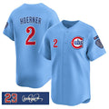 Chicago Cubs #2 Nico Hoerner Blue MWATKINS 'Ryne Sandberg Tribute' Vapor Limited V3 Stitched Jersey