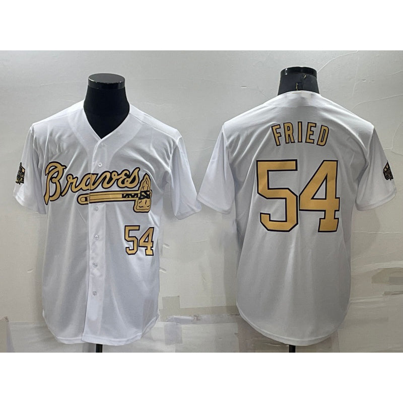 Atlanta Braves #54 Max Fried Number White MWATKINS 2022 All Star Stitched Cool Base Jersey