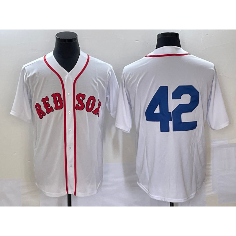 Boston Red Sox #42 Jackie Robinson White MWATKINS Cool Base Stitched Jersey