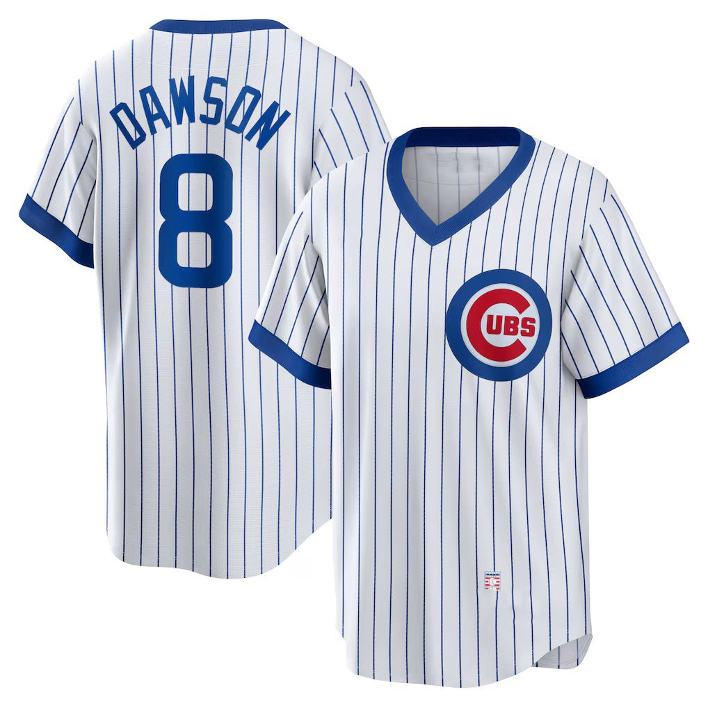 Chicago Cubs #8 Andre Dawson White MWATKINS Home Cooperstown Collection Player Jersey