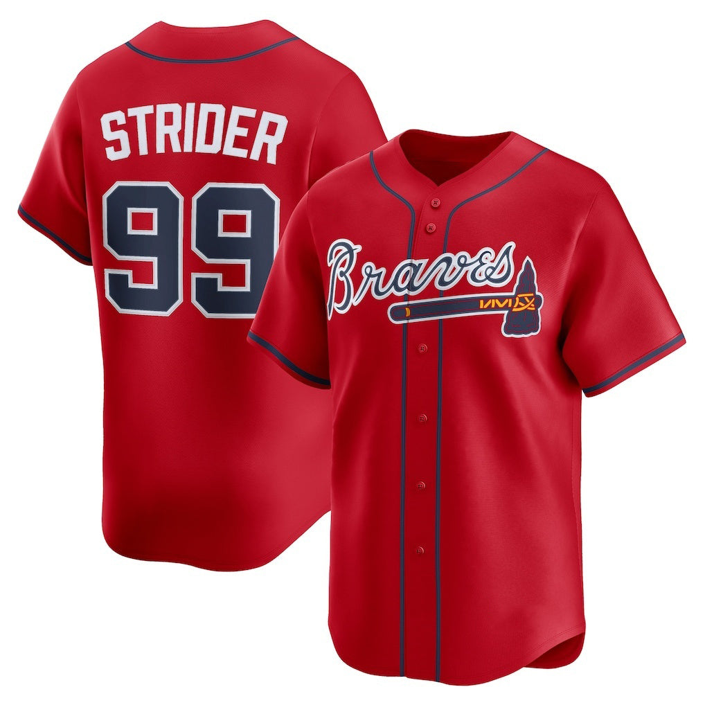 Atlanta Braves #99 Spencer Strider Red MWATKINS Alternate Limited Player Jersey
