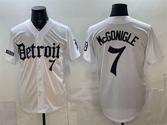 Detroit Tigers #7 Kevin McGonigle 2026 White MWATKINS 'Motor Gothic Edition' Vapor Premier Limited Stitched Jersey