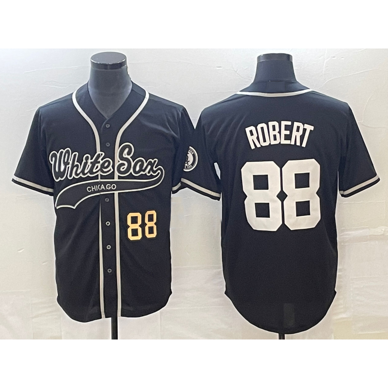 Chicago White Sox #88 Luis Robert Number Black MWATKINS Cool Base Stitched Jersey