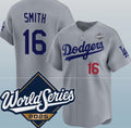 Los Angeles Dodgers #16 Will Smith Gray MWATKINS 2025 World Series Limited Stitched Jersey