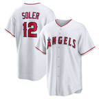 Los Angeles Angels #12 Jorge Soler White MWATKINS Home Replica Jersey