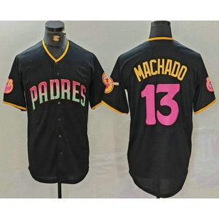 San Diego Padres #13 Manny Machado Black MWATKINS 20th Anniversary Cool Base Stitched Jersey