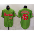 Philadelphia Phillies #45 Zack Wheeler Number Green MWATKINS With Patch Stitched Cool BaseJersey