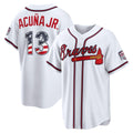 Atlanta Braves #13 Ronald Acu?a Jr. USA 250 Fourth of July Home Stadium Jersey - White MWATKINS