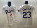 Los Angeles Dodgers #23 Kyle Tucker White MWATKINS 2026 Gold Collection Stadium Stitched Jersey