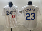 Los Angeles Dodgers #23 Kyle Tucker White MWATKINS 2026 Gold Collection Stadium Stitched Jersey