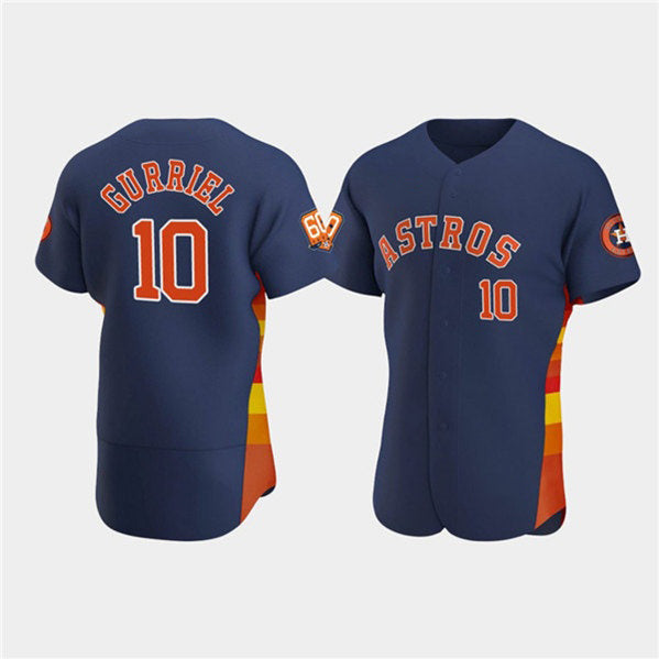 Houston Astros #10 Yuli Gurriel Navy MWATKINS 60th Anniversary Flex Base Stitched Jersey