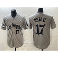 Los Angeles Dodgers #17 Shohei Ohtani Grey MWATKINS LA Gothic Style With 2025 World Series Champions Patch Limited Stitched Jersey