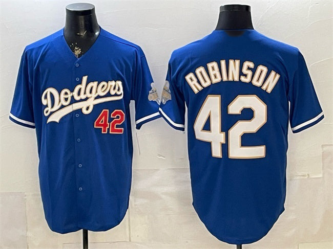 Los Angeles Dodgers #42 Jackie Robinson Royal MWATKINS 2026 Alternate Gold Collection Stadium Stitched Jersey