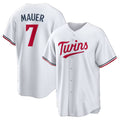 Minnesota Twins #7 Joe Mauer White MWATKINS Home Retired Player Replica Jersey