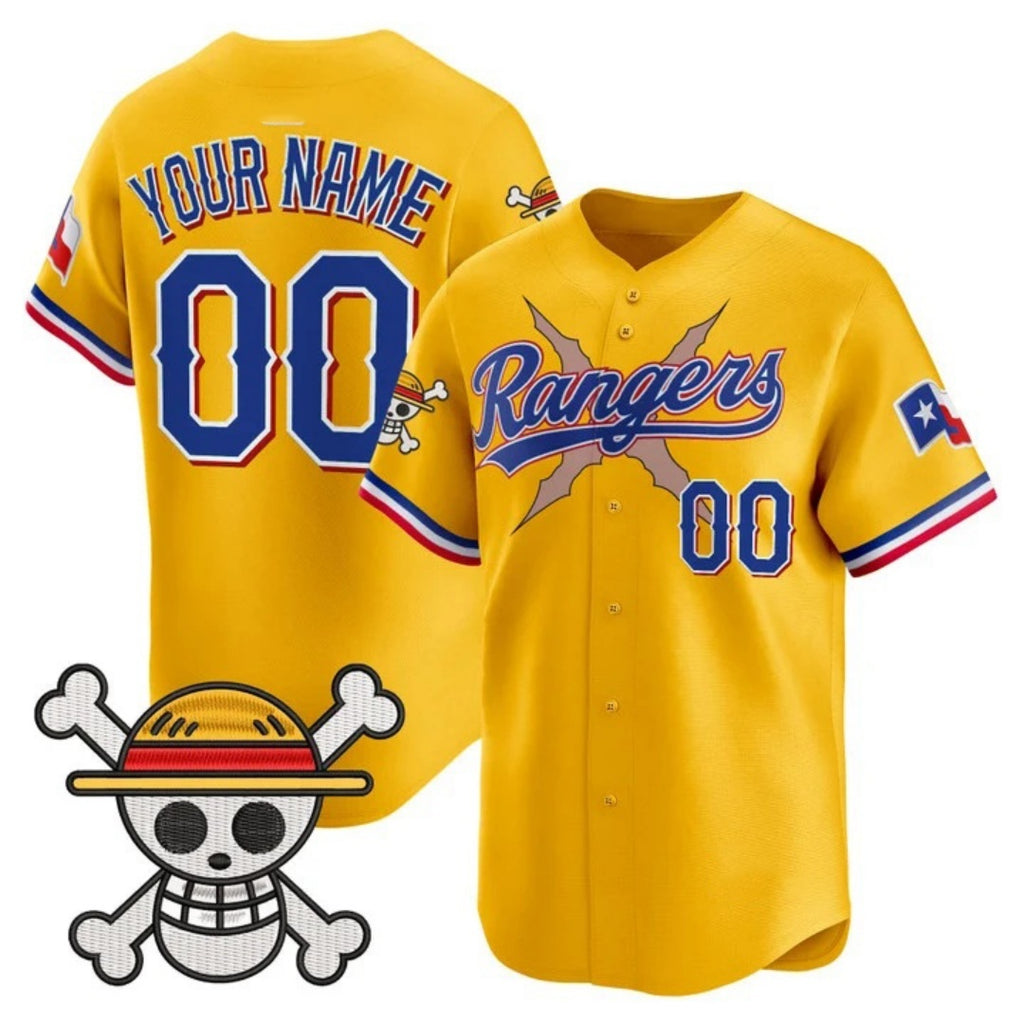 Custom Texas Rangers x One Piece Gold MWATKINS Vapor Premier Limited Jersey - Stitched