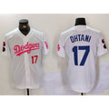 Los Angeles Dodgers #17 Shohei Ohtani White Pink MWATKINS Vin & Kobe Patch Stitched Jerseys