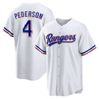 Texas Rangers #4 Joc Pederson White MWATKINS Home Replica Jersey