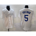 Los Angeles Dodgers #5 Freddie Freeman White MWATKINS Fashion Cool Base Stitched Jersey