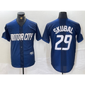 Detroit Tigers #29 Tarik Skubal 2024 Navy MWATKINS City Connect Cool Base Limited Stitched Jersey