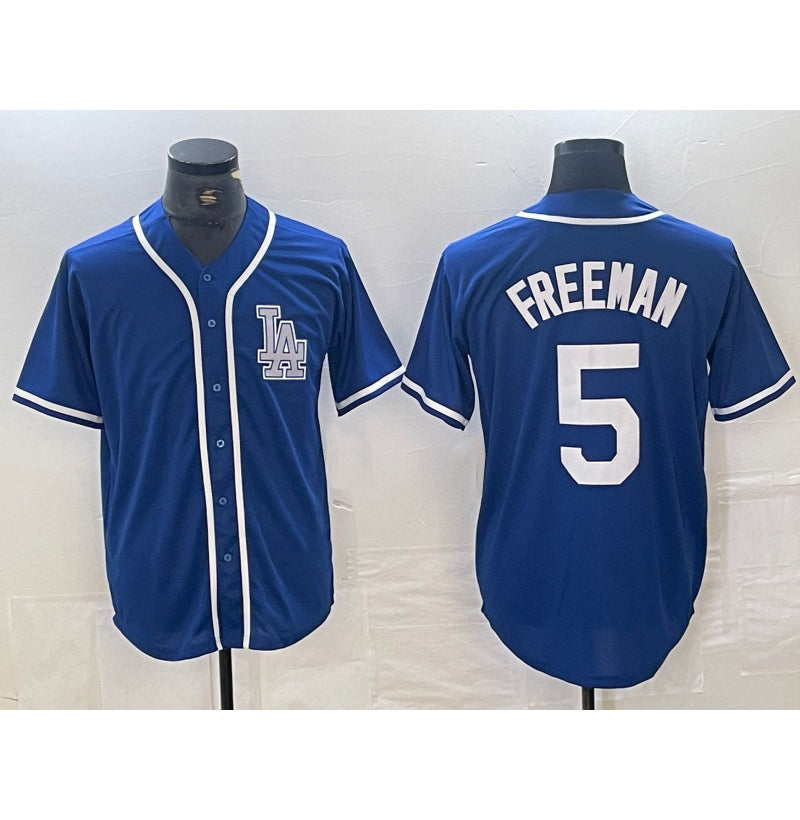 Los Angeles Dodgers #5 Freddie Freeman Blue MWATKINS Cool Base Stitched Jersey