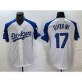 Los Angeles Dodgers #17 Shohei Ohtani White Blue MWATKINS Fashion Stitched Cool Base Limited Jerseys