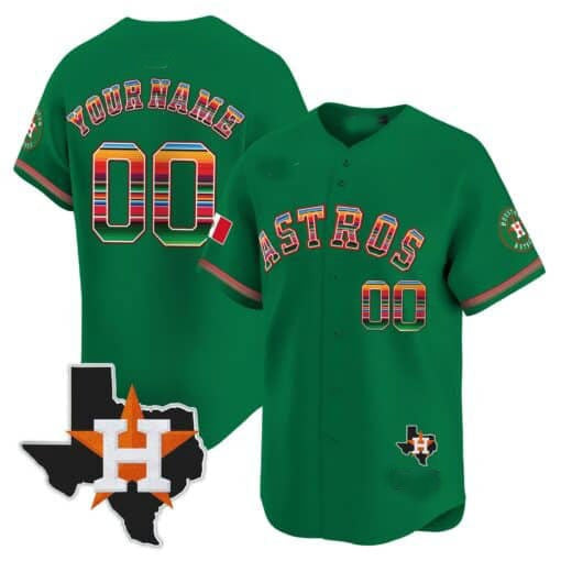 Custom Houston Astros Mexico Texas Patch Vapor Premier Limited Jersey ¨C Green MWATKINS