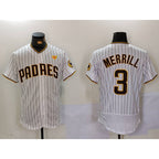 San Diego Padres #3 Jackson Merrill White MWATKINS With PS Patch Stitched Flex Base Jersey 2