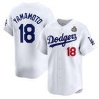 Los Angeles Dodgers #18 Yoshinobu Yamamoto White MWATKINS 2024 World Series Home Limited Stitched Jersey