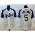 Los Angeles Dodgers #5 Freddie Freeman Number White Blue MWATKINS Fashion Stitched Cool Base Limited Jerseys