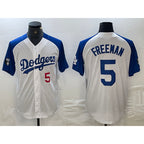 Los Angeles Dodgers #5 Freddie Freeman Number White Blue MWATKINS Fashion Stitched Cool Base Limited Jerseys