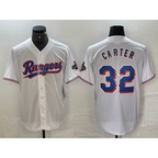 Texas Rangers #32 Evan Carter White MWATKINS 2023 World Series Champions Cool Base Jersey
