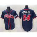 Atlanta Braves #24 Deion Sanders Navy MWATKINS 2025 Speedway Classic Alternate Stitched Jersey