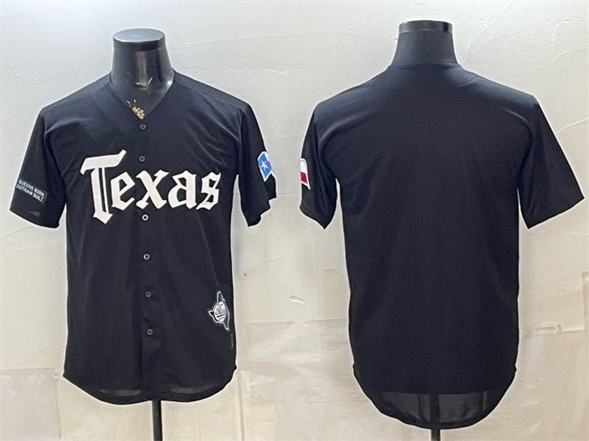 Texas Rangers Blank Black MWATKINS Gothic Mexico 2025 Vapor Premier Limited Stitched Jersey