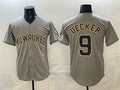 Milwaukee Brewers #9 Bob Uecker Grey MWATKINS Home Limited Stitched Jersey