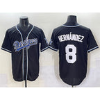 Los Angeles Dodgers #8 Enrique Hernandez Black MWATKINS Fashion Stitched Jersey