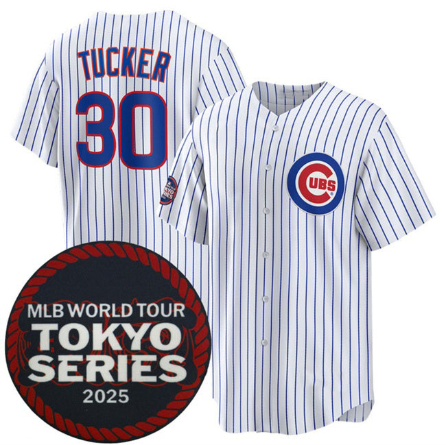 Chicago Cubs #30 Kyle Tucker White MWATKINS 2025 World Tour Tokyo Series Home Stitched Jersey