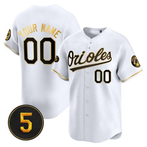 Custom Baltimore Orioles Robinson Patch Vapor Premier Limited Jersey ¨C White Gold MWATKINS