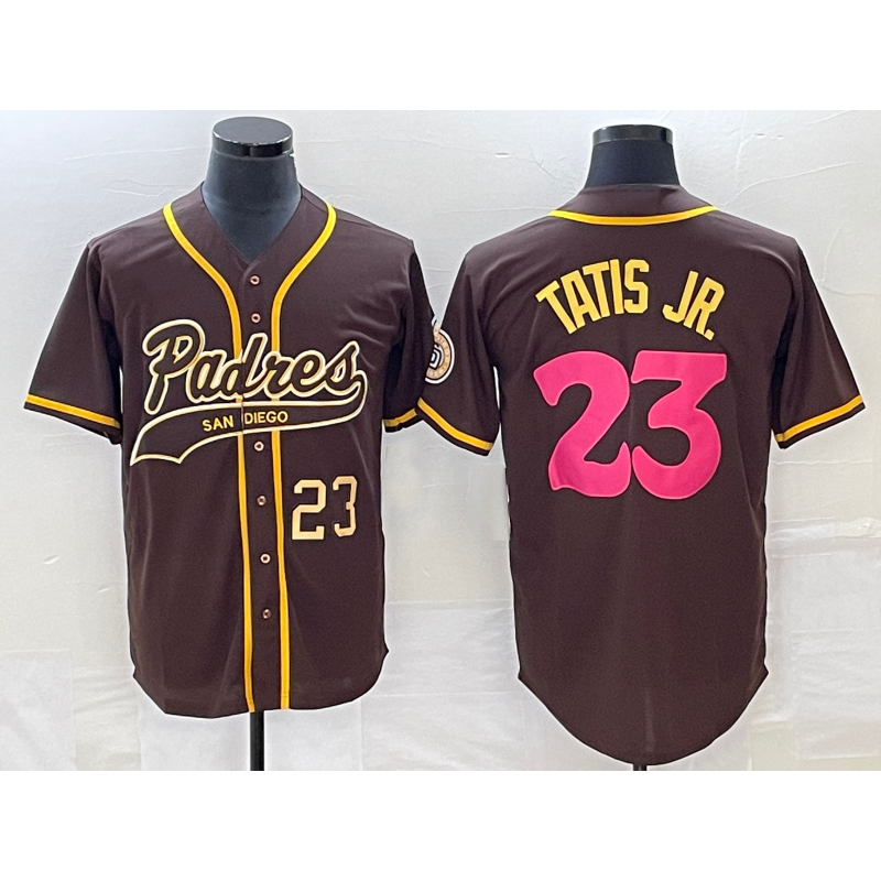 San Diego Padres #23 Fernando Tatis Jr Number Brown MWATKINS NEW 2023 City Connect Cool Base Stitched Jersey