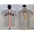 Houston Astros #3 Jeremy Pena 2023 White Gold MWATKINS World Serise Champions Patch Flex Base Stitched Jersey
