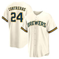 Milwaukee Brewers #24 William Contreras Cream MWATKINS Home Replica Jersey