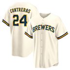 Milwaukee Brewers #24 William Contreras Cream MWATKINS Home Replica Jersey