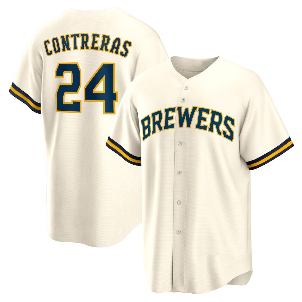 Milwaukee Brewers #24 William Contreras Cream MWATKINS Home Replica Jersey