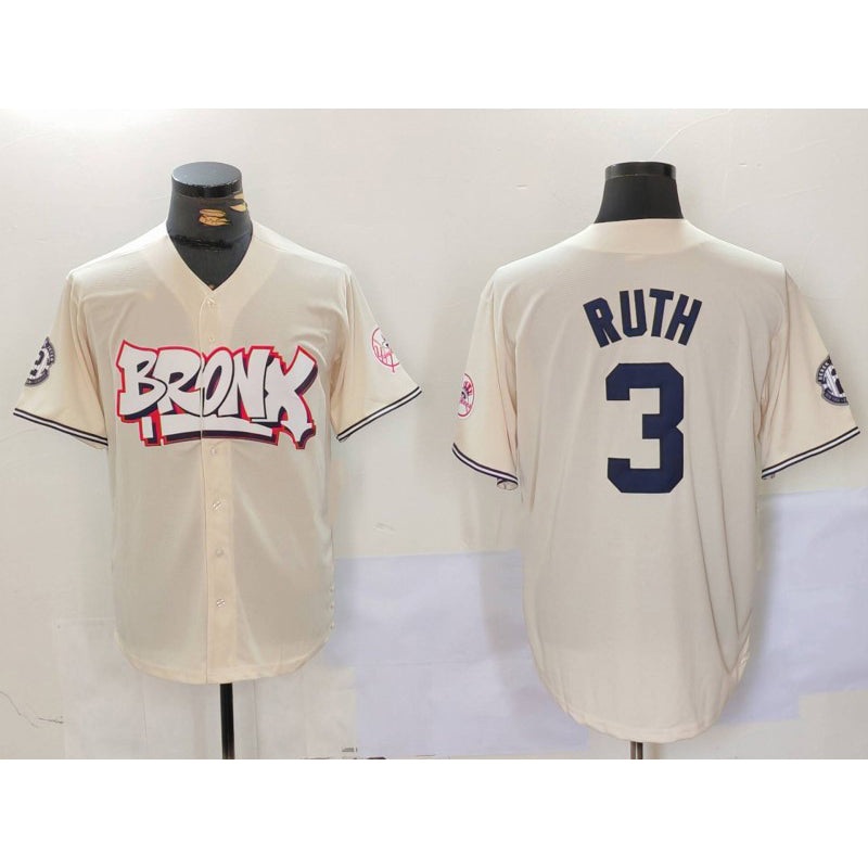 New York Yankees #3 Babe Ruth Cream MWATKINS Limited Stitched Jersey 2