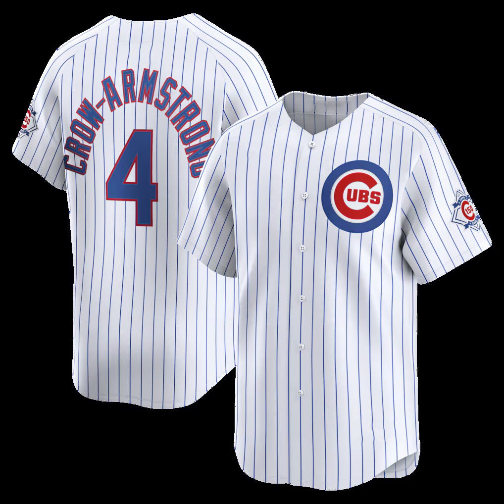 Chicago Cubs #4 Pete Crow-Armstrong White MWATKINS 150th Anniversary Limited Jersey